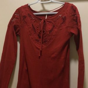 NEW Free People Rust Color Embroidered Top